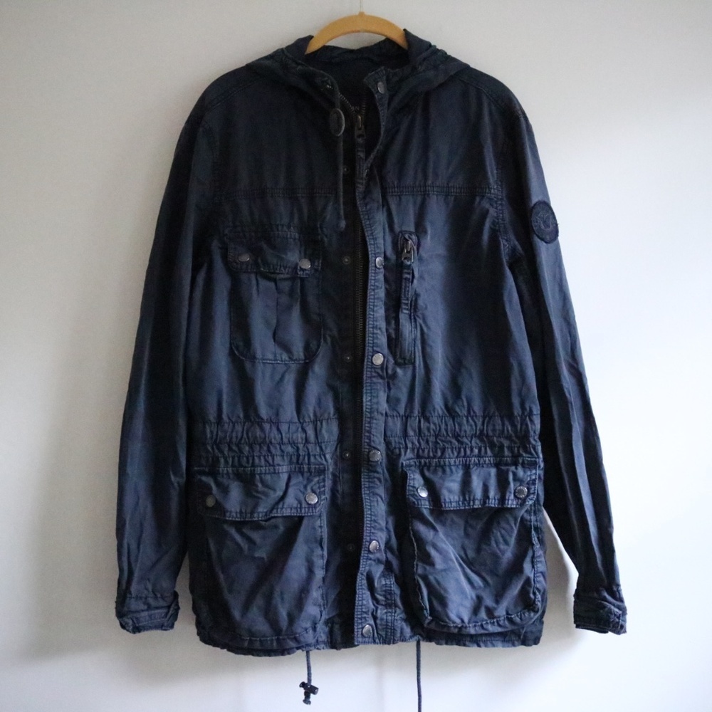 American Eagle Navy Cargo Hooded Jacket